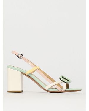 Twinset Blue Patent Leather Platform Sandals - Natural