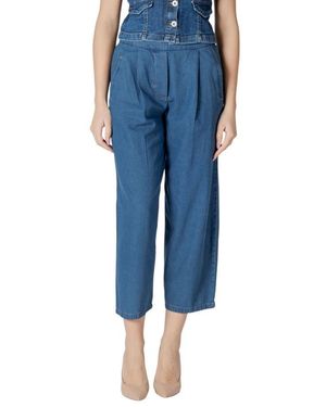 Ichi Blue Cotton Cropped Jeans