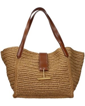 Tom Ford Beige Raffia Shoulder Bag - Brown