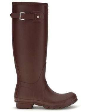 HUNTER Bordeaux Rubber Rain Boots - Brown