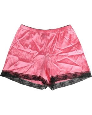 Dolce & Gabbana Silk Satin Lace Trim Pyjama Shorts Sleepwear Cotton Elastane Nylon - Pink