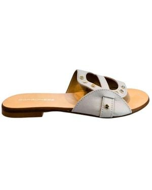 Borbonese Grey Leather Sandal - Brown