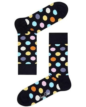 Happy Socks Black Cotton Sock - Blue