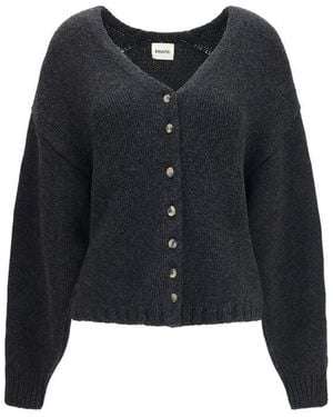 KHAITE Gray Cashmere Cardigan - Black