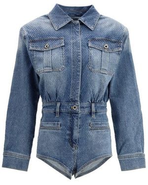 Self-Portrait Cotton Jumpsuit - Blue