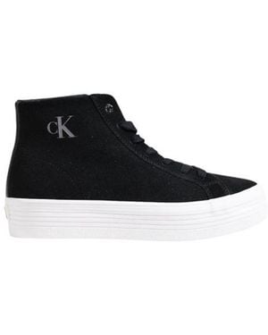 Calvin Klein Platform High Top Trainer Ck Logo - Black