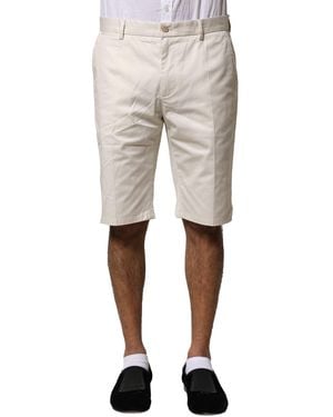 Dolce & Gabbana Beige Cotton Stretch Mid Waist Bermuda Shorts - Natural