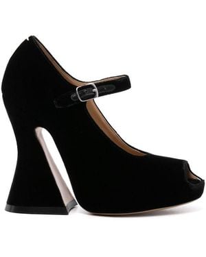 Maison Margiela 125Mm Velvet Peep-Toe Sandals - Black