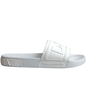 Dolce & Gabbana Rubber Slides Sandals Beachwear Shoes - White