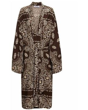 The Attico Printed Viscose Twill Kaftan Dress - Brown