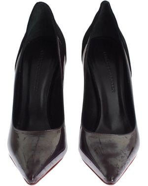 Cedric Charlier Leather Suede Court Shoes Grey Mom26010 - Black