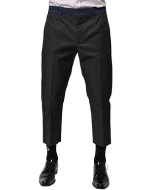 Dolce & Gabbana Grey Blue Cotton 3/4 Chinos Crop Trouser Trousers - Black