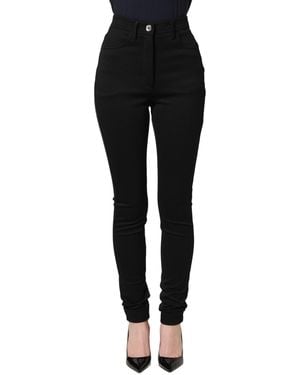 Dolce & Gabbana Nylon Stretch Skinny High Waist Trousers Elastane - Black