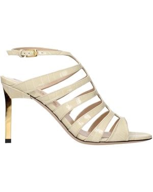 Tom Ford Beige Leather Stiletto Heel Sandals - Metallic