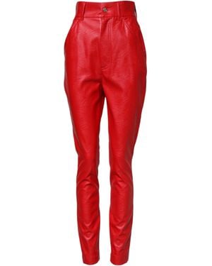 Dolce & Gabbana Red Viscose High Waist Tapered Trouser Trousers