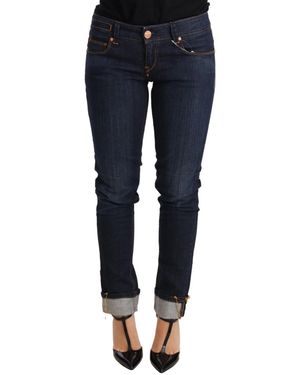Acht Blue Washed Cotton Low Waist Skinny Denim Trouser Jeans