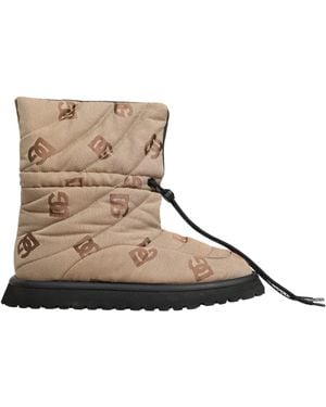 Dolce & Gabbana Brown Logo Print Lace Up Snow Boots Shoes