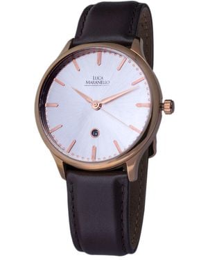Luca maranello Brown Leather Watch - Purple