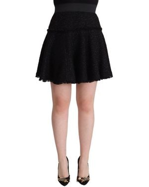 Dolce & Gabbana Dolce Gabbana Knitted Nylon High Waist Mini A-line Skirt - Black