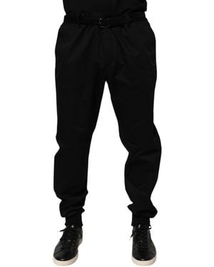 Dolce & Gabbana Black Cotton Stretch Casual Trouser Pants