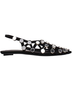 The Attico Ballerine Grid Suede - Black