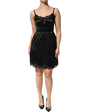 Dolce & Gabbana Black Silk Blend Lace Trim Sleeveless Mini Dress