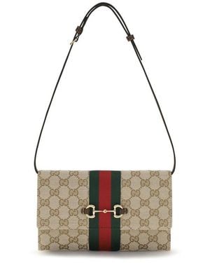 Gucci Brown Fabric Wallet - White