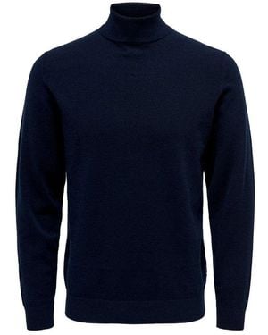 Only & Sons Blue Polyester Turtleneck