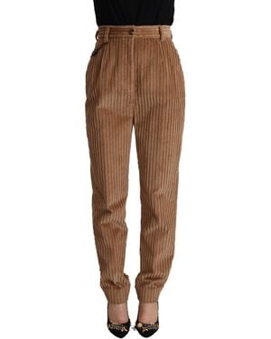 Dolce & Gabbana Elegant High-Waisted Tapered Corduroy Pant - Black
