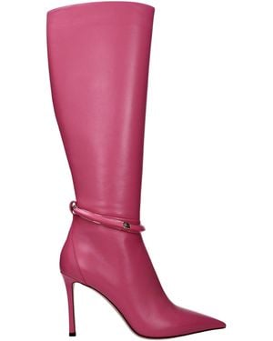 Jimmy Choo Pink Leather High Heel Boots