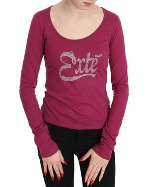 Exte Pink Crystal Embellished Long Sleeve Top - Red