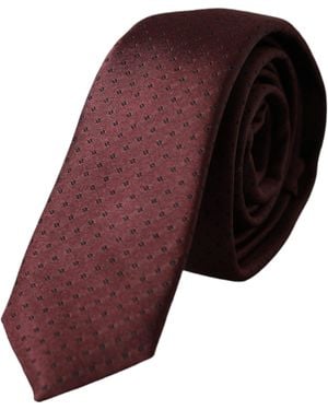 Dolce & Gabbana Maroon Dotted 100% Silk Adjustable Men Tie - Red