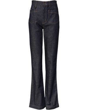 Dolce & Gabbana Dark Cotton Flared Wide Leg Denim Jeans Elastane Clothing - Blue