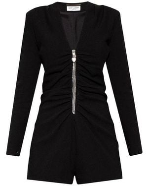 Saint Laurent Long Sleeves Jumpsuit - Black