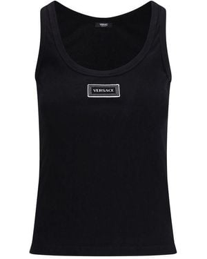 Versace Ribbed Sleeveless Top - Black
