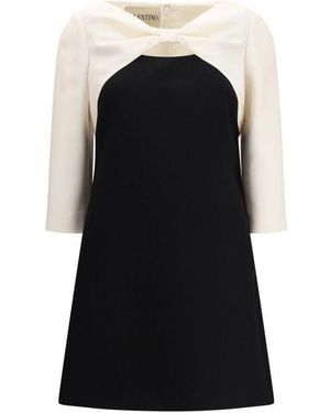 Valentino Black Fleece Wool Cocktail Dress