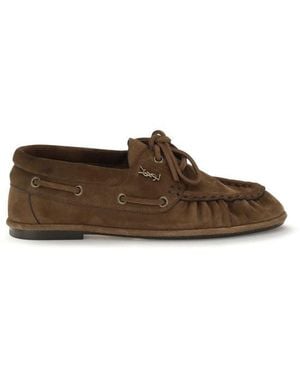 Saint Laurent Brown Suede Leather Slip