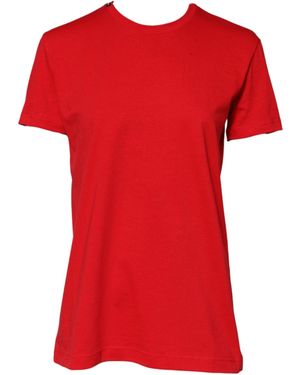 Dolce & Gabbana Red Cotton Crew Neck Short Sleeves Top T
