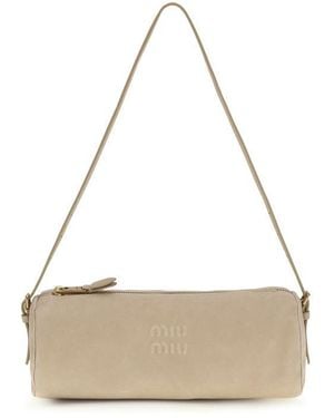 Miu Miu Beige Calf Leather Bos Taurus Shoulder Bag - Natural
