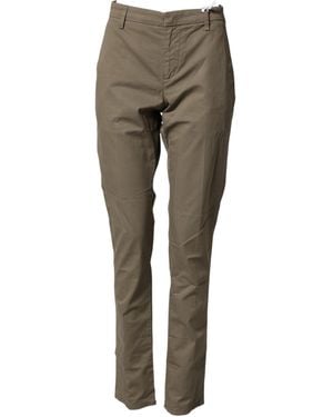 Dondup Beige Cotton Stretch Straight Chino Men Trouser Trousers - Grey