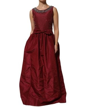 Dolce & Gabbana Beaded Bodice Bow Dress - Red