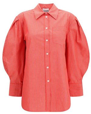 Ganni Multicolour Cotton Blouse - Red