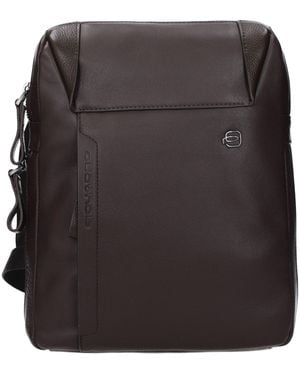 Piquadro Brown Leather Crossbody Bag - Black