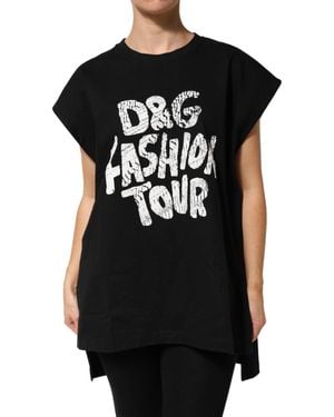 Dolce & Gabbana Black Cotton Sleeveless Dg Fashion Top