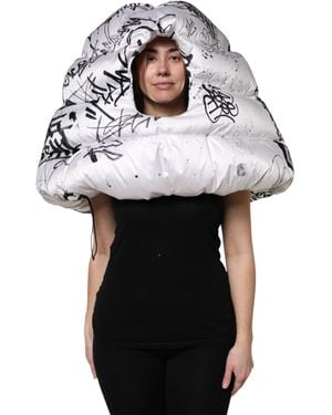 Dolce & Gabbana White Polyester Printed Hood Quilted Hat - Multicolour