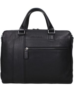 Piquadro Black Leather Business And Laptop Bags