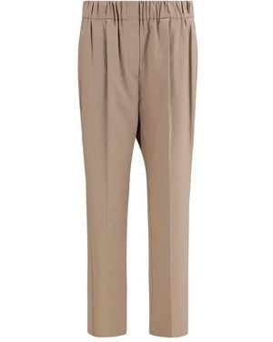 Brunello Cucinelli Beige Cotton Casual Trousers - Natural