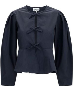 Ganni Black Cotton Blouse - Blue