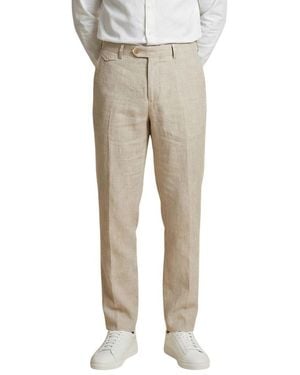 Gianni Lupo Linen Casual Trousers - Natural