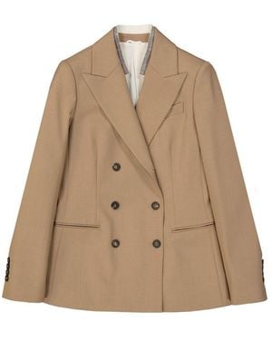 Brunello Cucinelli Brown Wool Coat - Natural